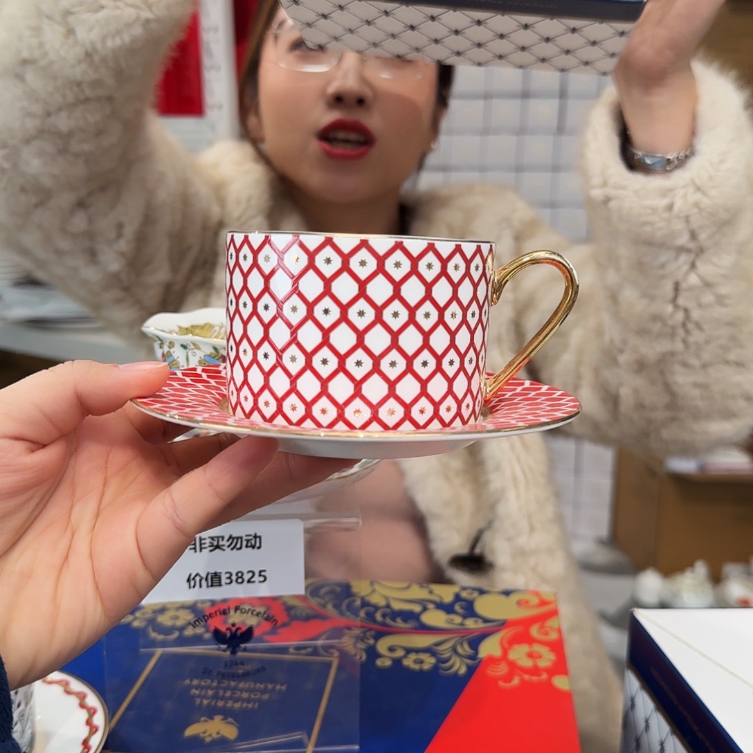 宛***罗骨瓷高骨骨瓷咖啡杯碟一套220ml外贸骨瓷外贸尾单无底标