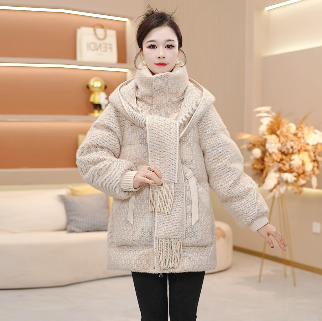 冬季时尚女装围巾领气质宽松2025年连帽羽绒服女洋气SJYH3939