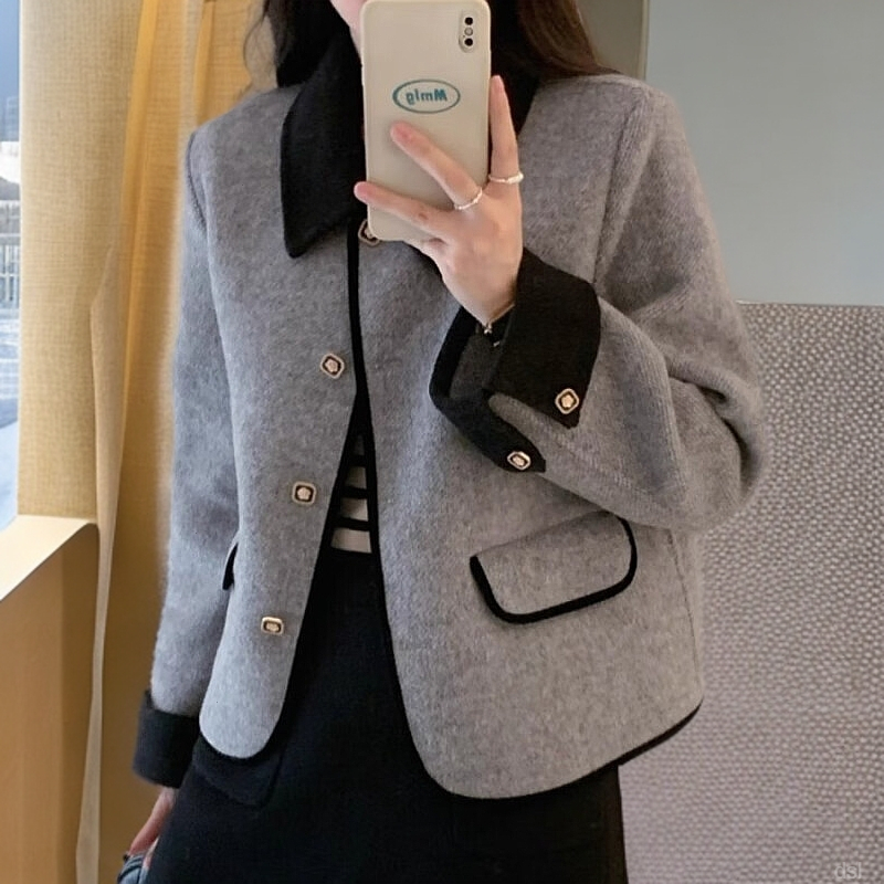 小香风女士短款针织开衫2025春秋季新款小个子减龄宽松感毛呢外套