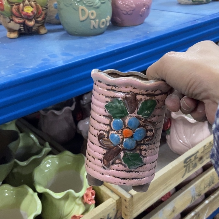 陶瓷花盆单场满9.9发9*12.5粉