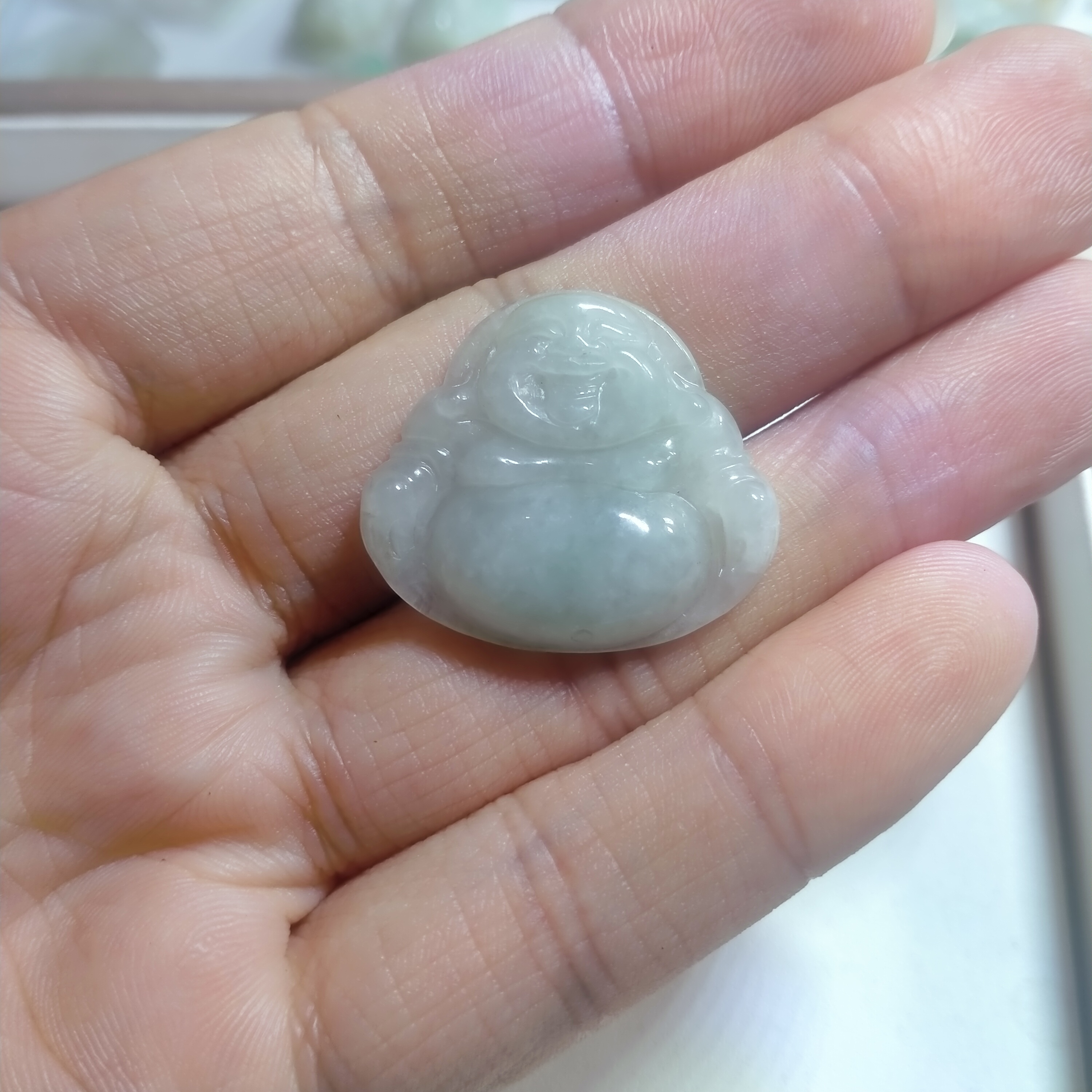艺萱翡翠，天然A货翡翠佛公挂件（尺寸约25x28X5）