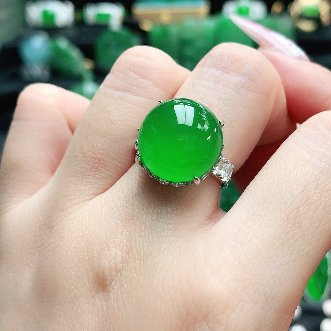 玛瑙/玉髓戒指银S925镶嵌