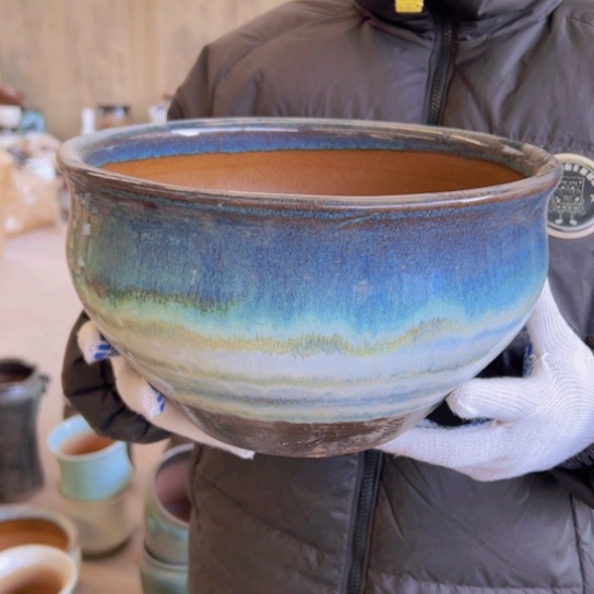 紫砂花盆高17口29————