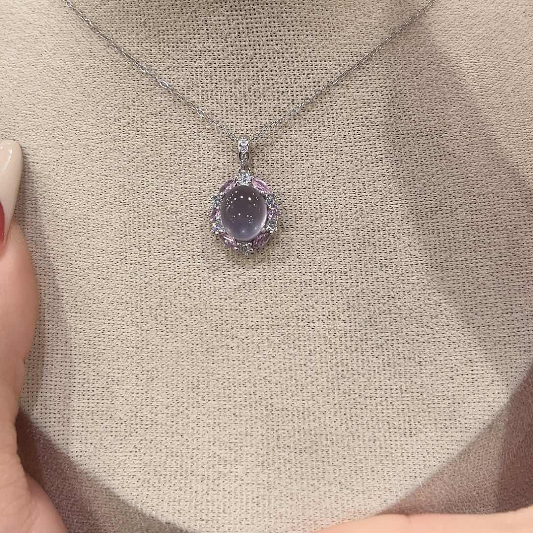 清***三萤石颈饰银S925镶嵌