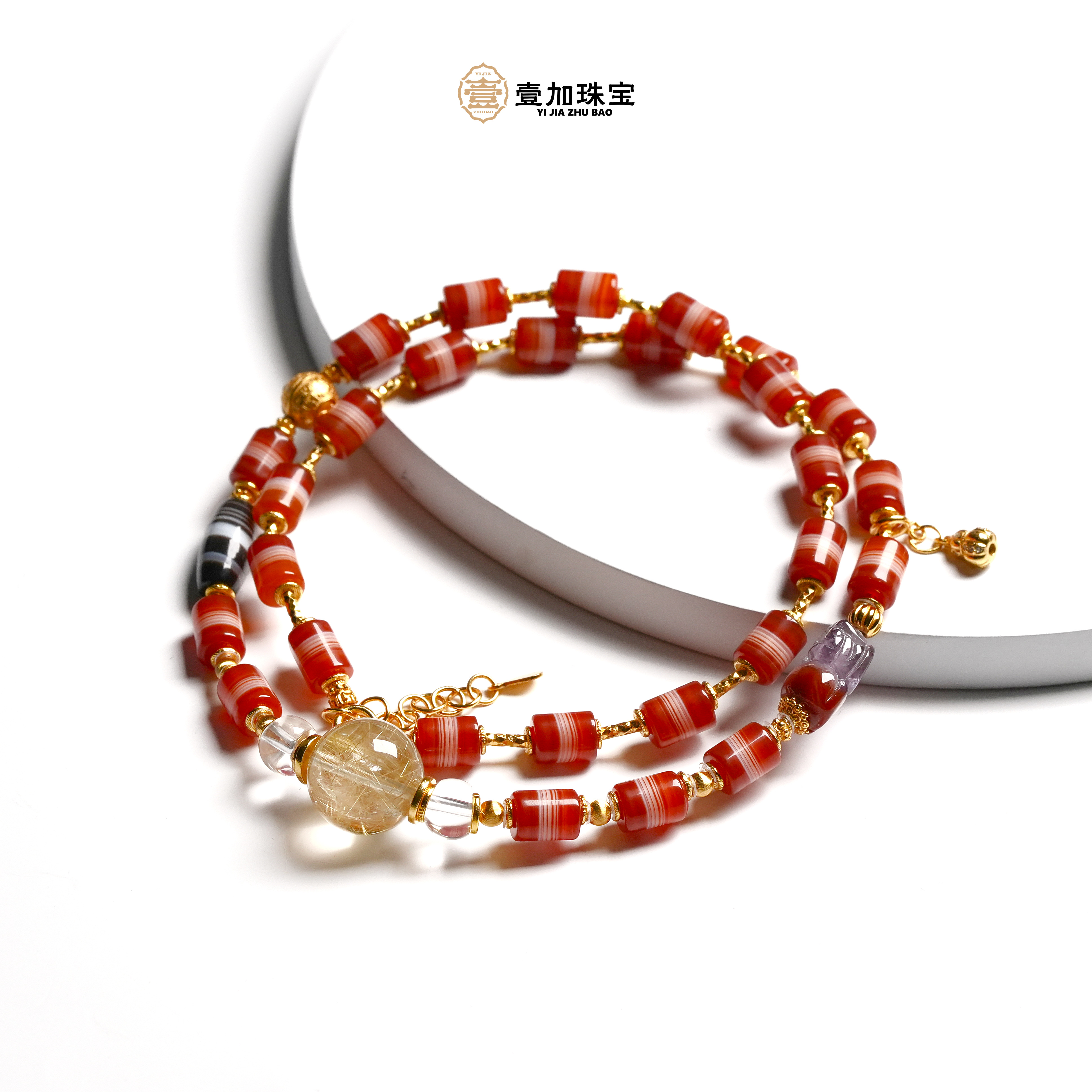 壹加师姐｜手工设计红药师极光貔貅水晶项链多样性发一10366M