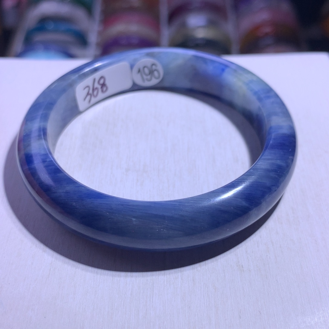 银S925镶嵌手镯水晶蓝晶58.4圈196