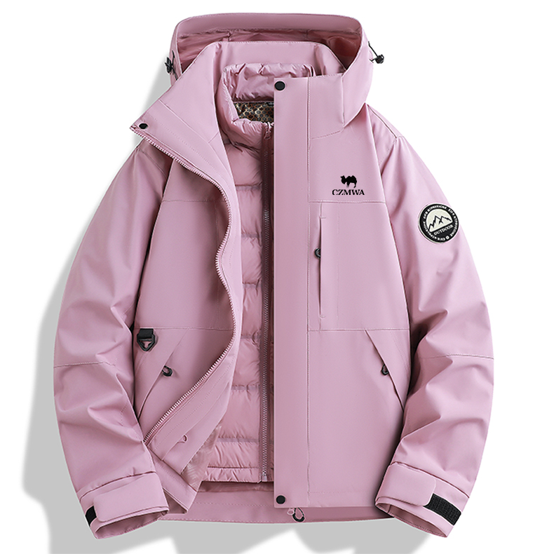 骆驼骑师男女同款羽绒款三合一冲锋衣防风防水冬季保暖加厚外套