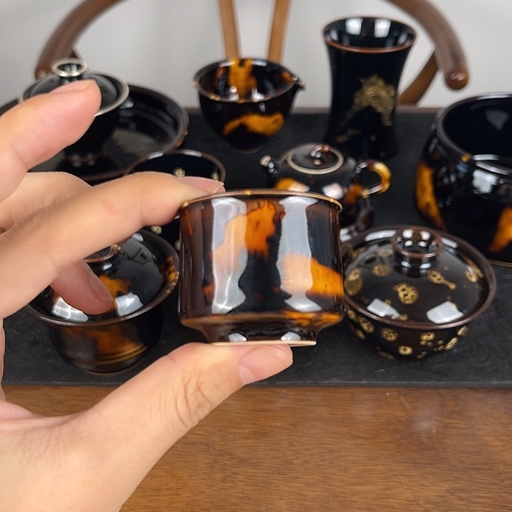 杯玳瑁釉迷你一口杯
