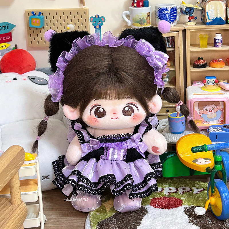 可穿现货女仆套装体公仔20cm娃衣换装棉花可爱衣服裙子正常娃娃