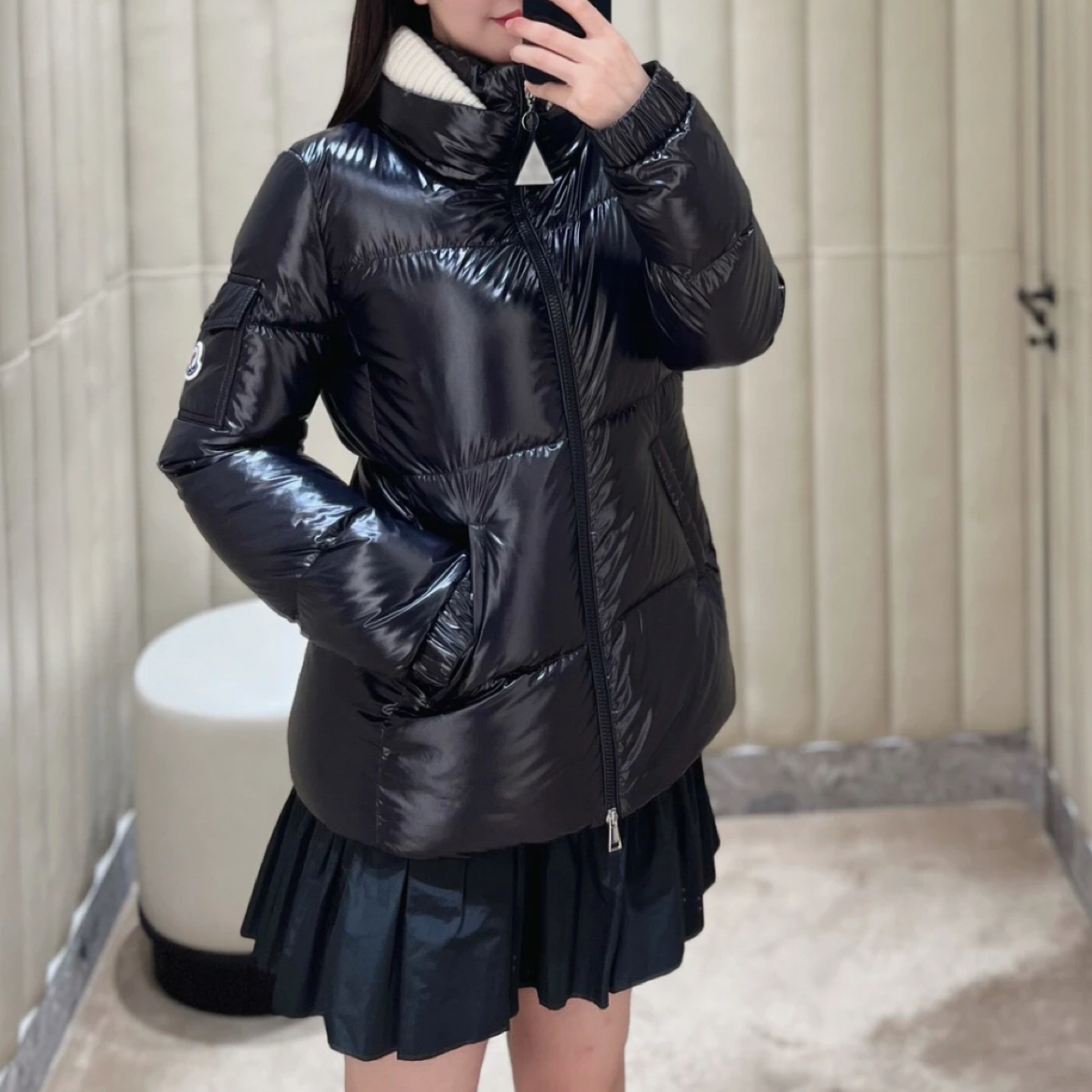 未使用 MONCLER Vistule黑色围脖羽绒服 2码 ys000127
