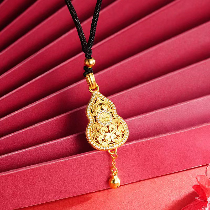 合金项链 福禄吊坠+铃铛镂空【七层激光电镀】十年不掉色
