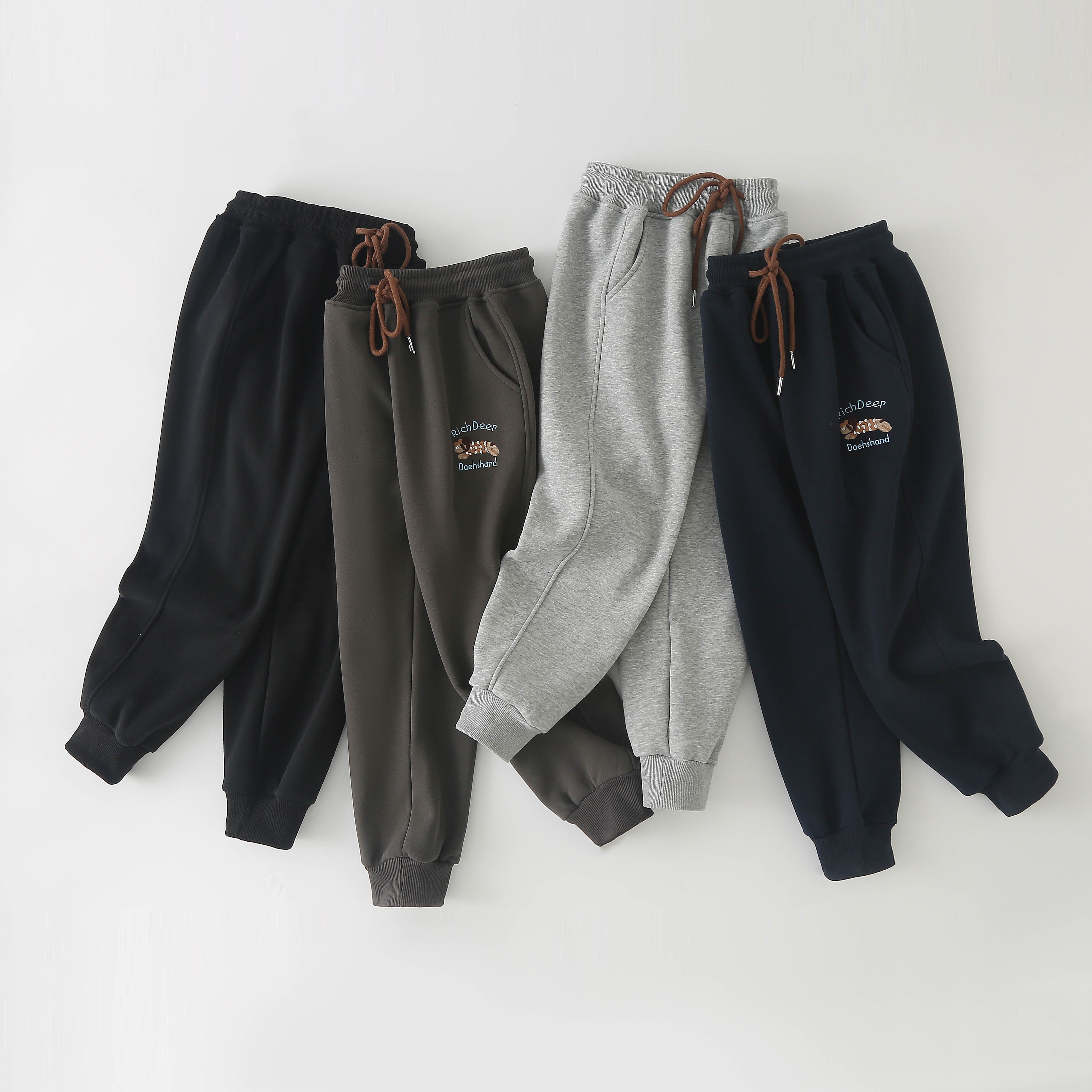 小狗刺绣运动风长裤加绒休闲裤卫裤66822