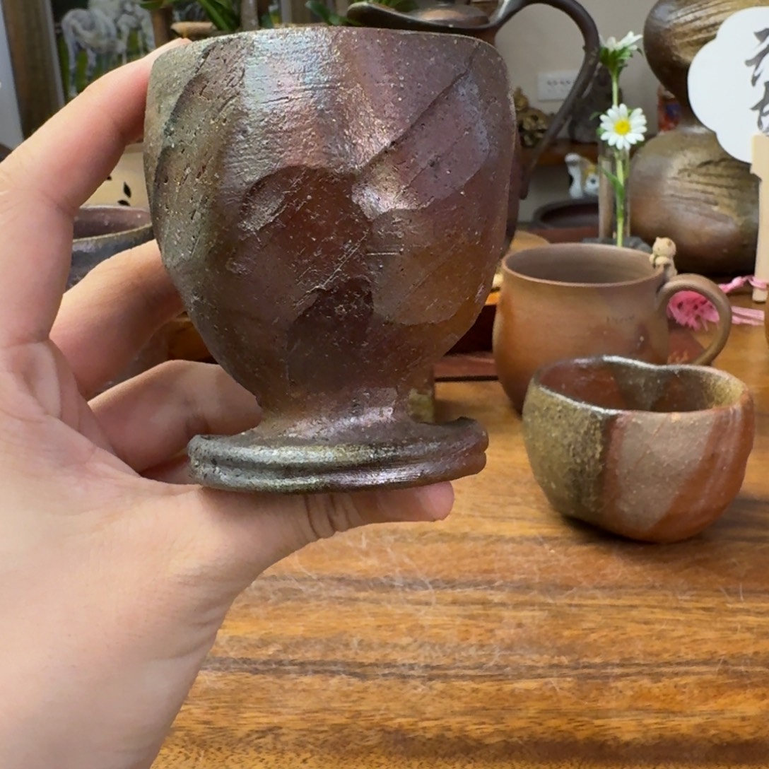 末石泰节备前烧高脚杯福利一口价