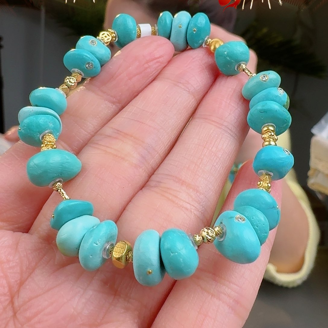 绿松石珠宝奇石18K金镶嵌