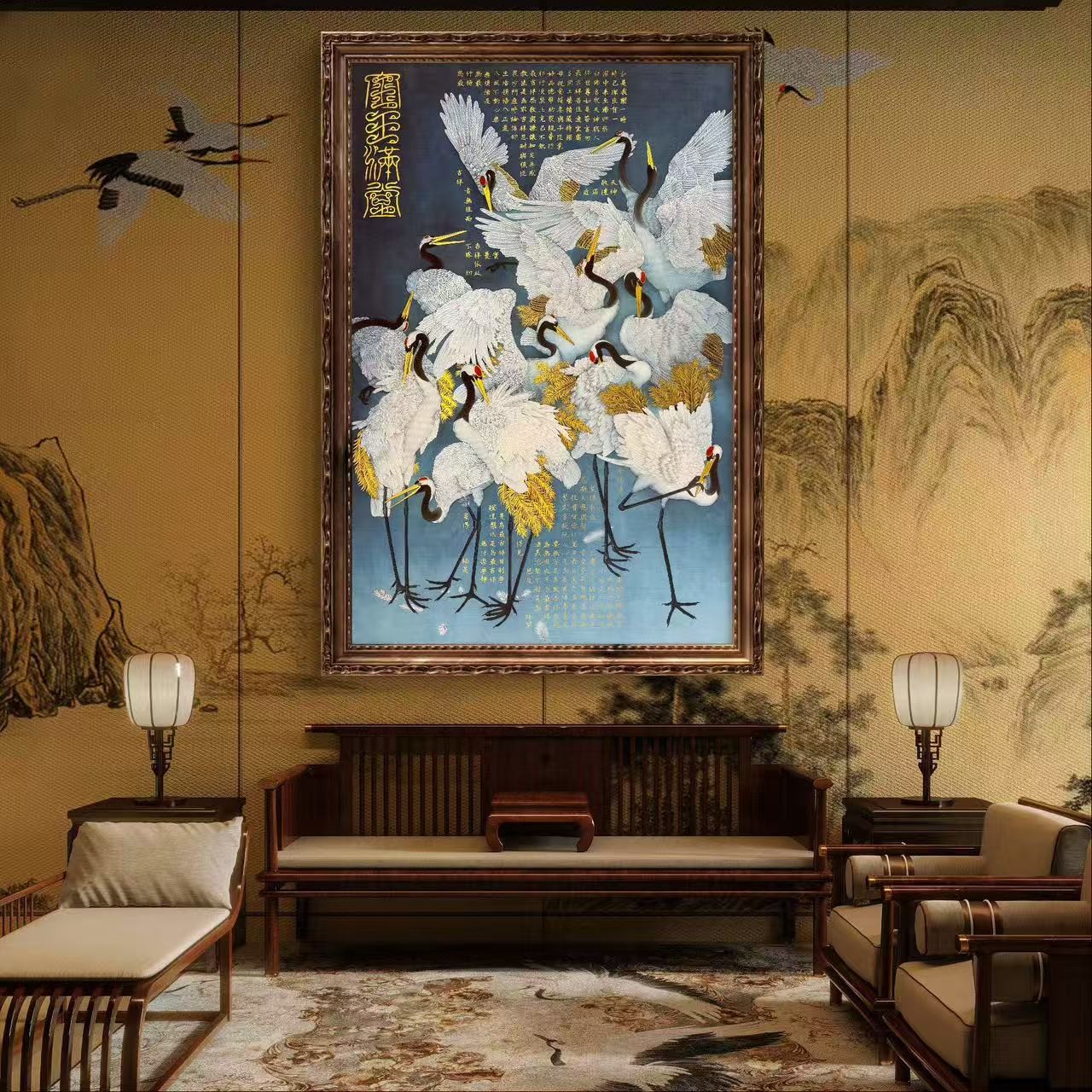 许婷婷展览代表作品----《金玉满堂仙鹤图》