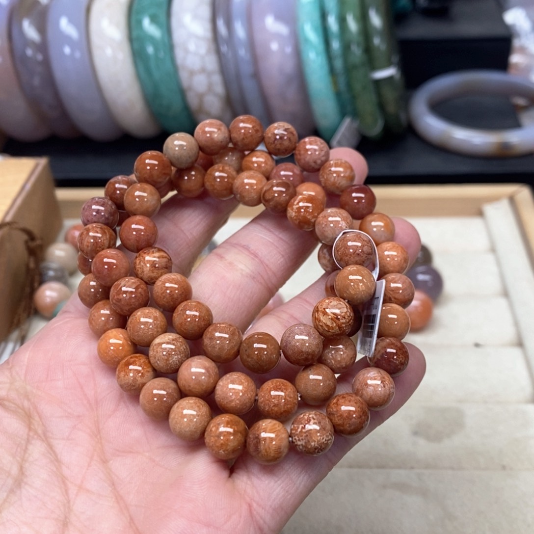 硅化珊瑚（珊瑚玉）手链未镶嵌125