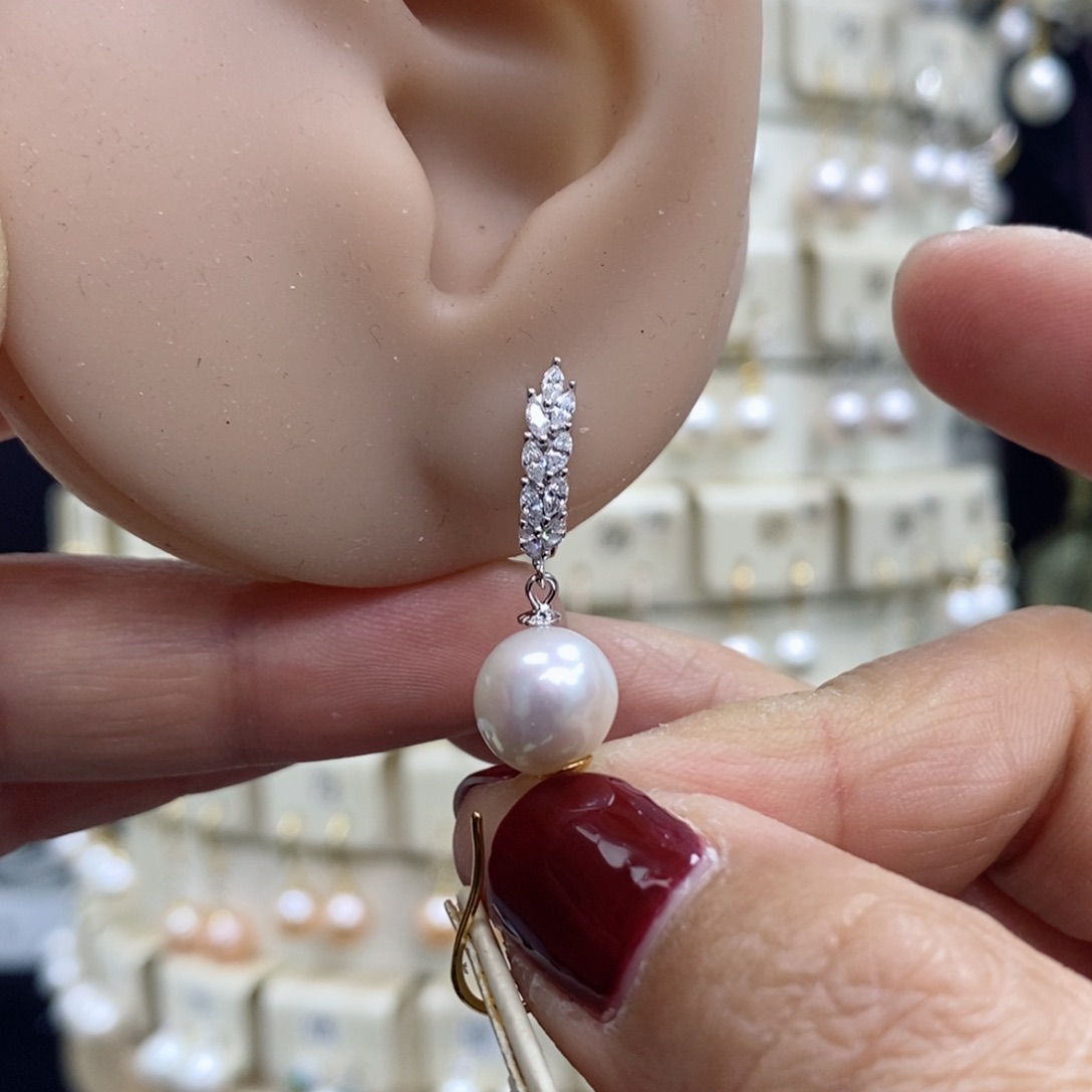 淡水珍珠耳饰银S925镶嵌