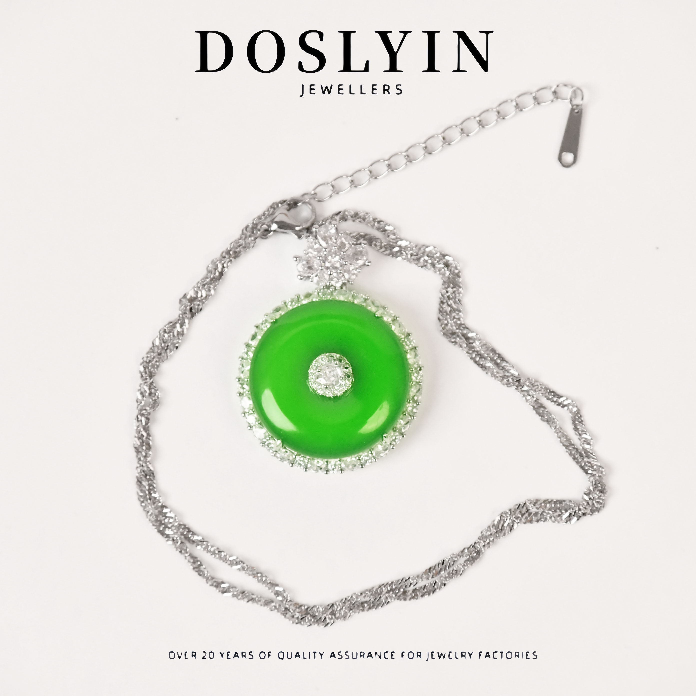 玉髓 【H178】新款绿色精致平安扣项链简约百搭坠链吊坠