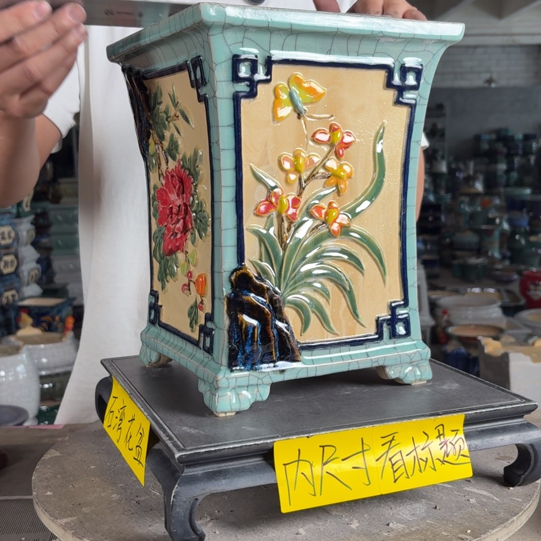 一风堂石湾花盆。瑕疵高温裂，内口18*27