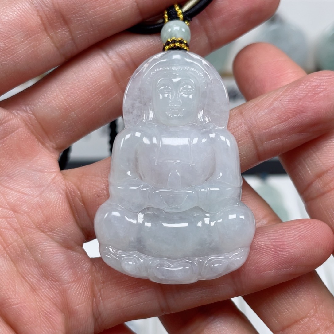 翡翠颈饰未镶嵌天然翡翠A货观音111号