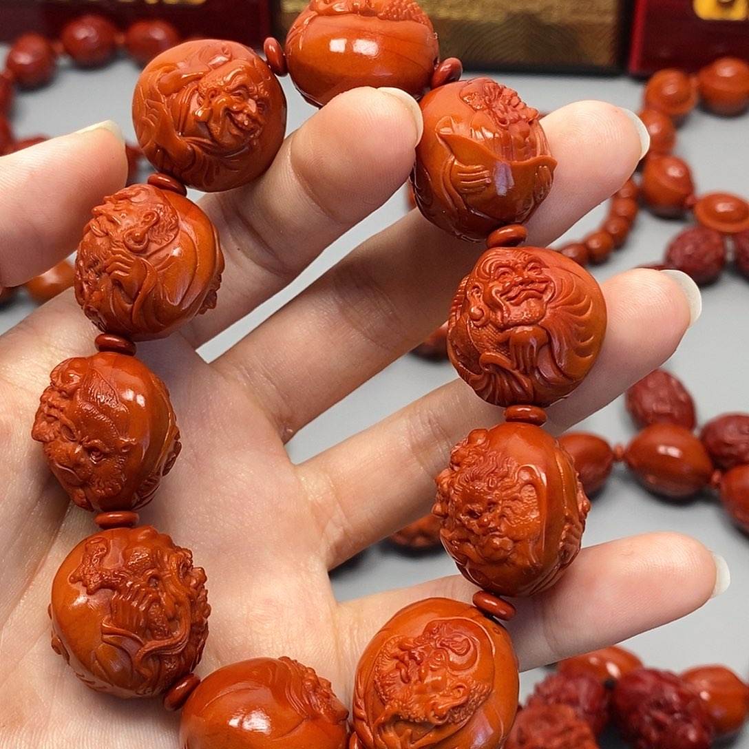 回***后橄榄核手串十八罗汉