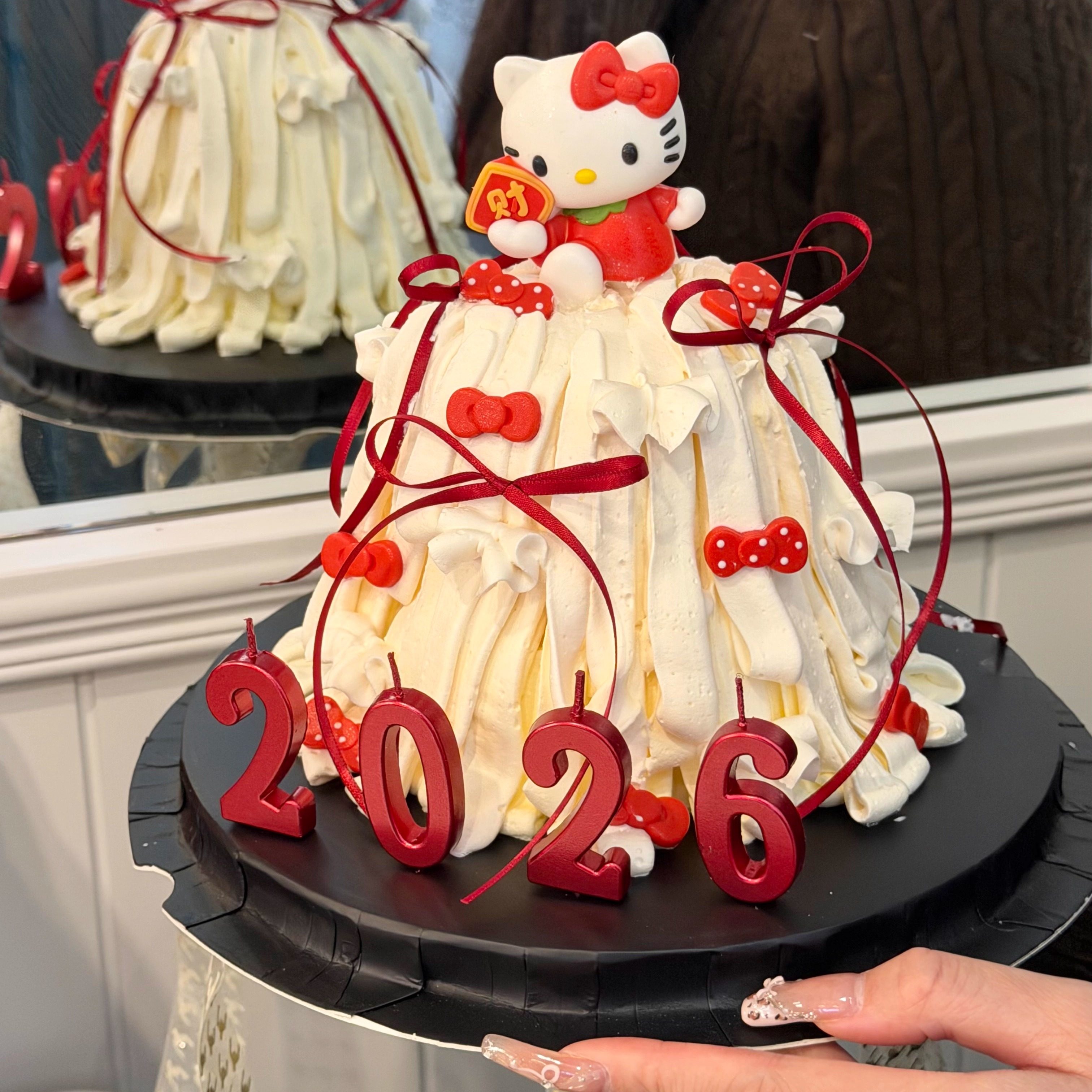 2026发财爱心kt新年巧克力配件蛋糕制作套装烘焙跨年甜品装扮插件