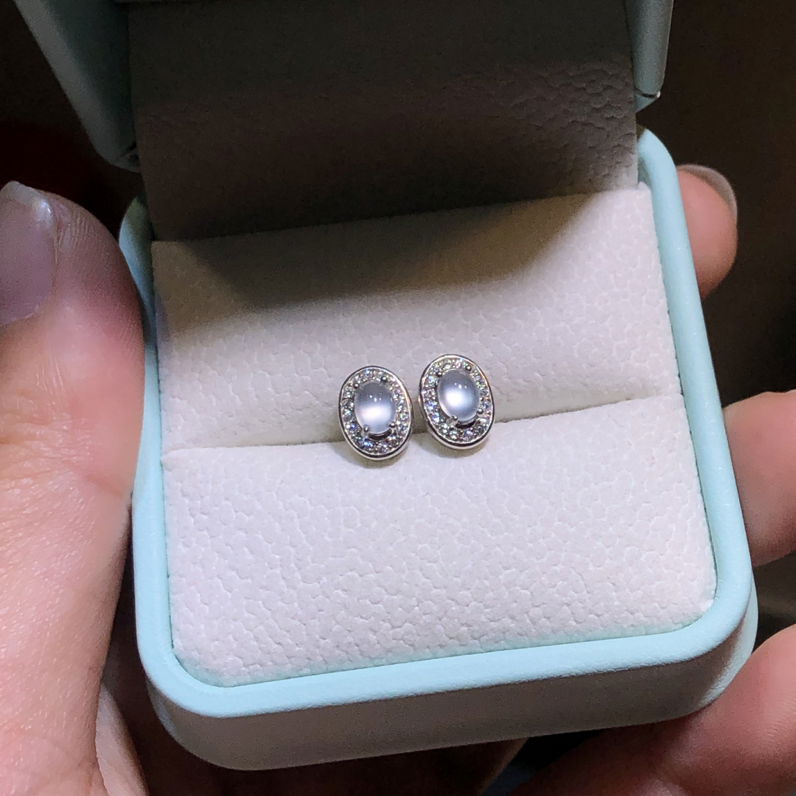 缅甸天然a货翡翠高冰蛋面耳钉