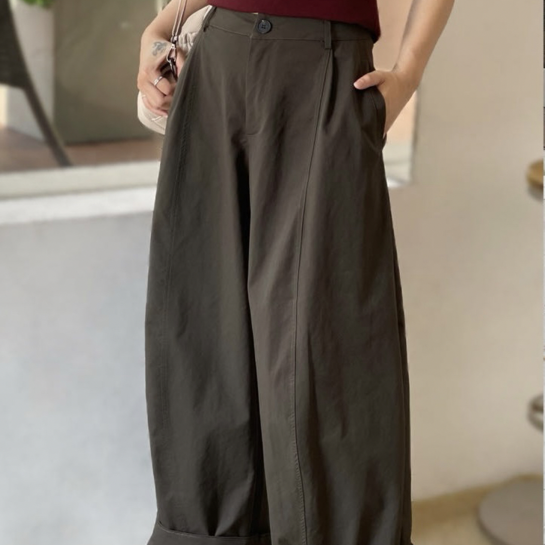 抗皱宽松阔腿工装裤加厚面料柔软舒服超级好穿2025秋季新休闲减龄