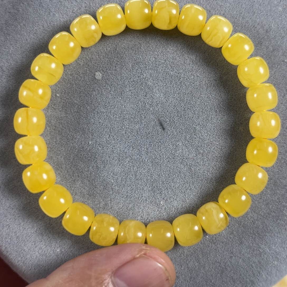 蜜蜡手串未镶嵌纯天然俄料鸡油黄
