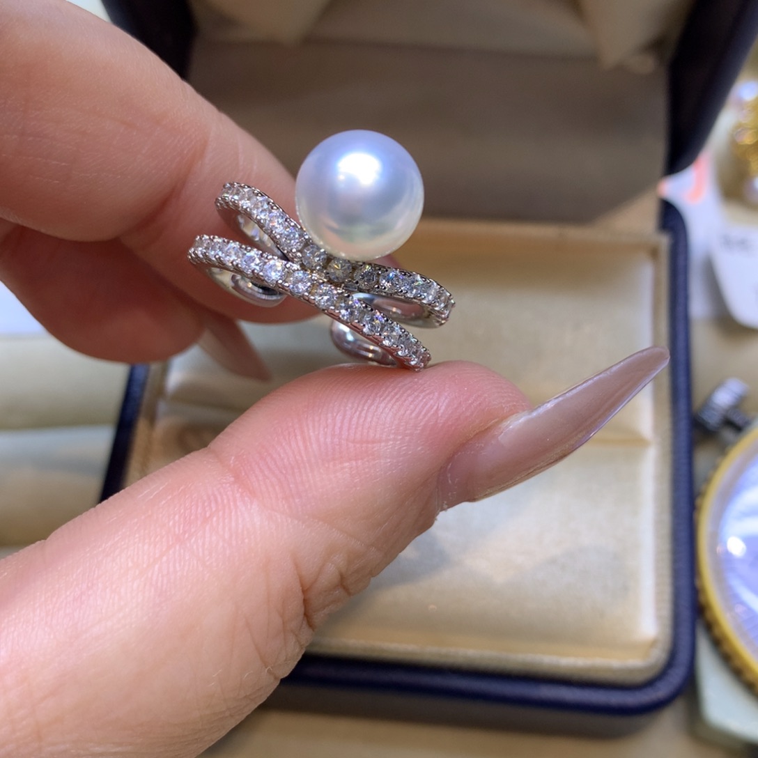 银S925镶嵌戒指海水珍珠