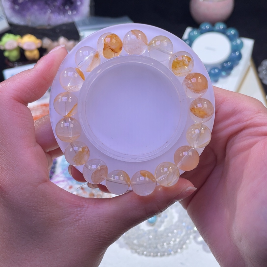 未镶嵌手链水晶黄玫瑰飘花胶花12mm