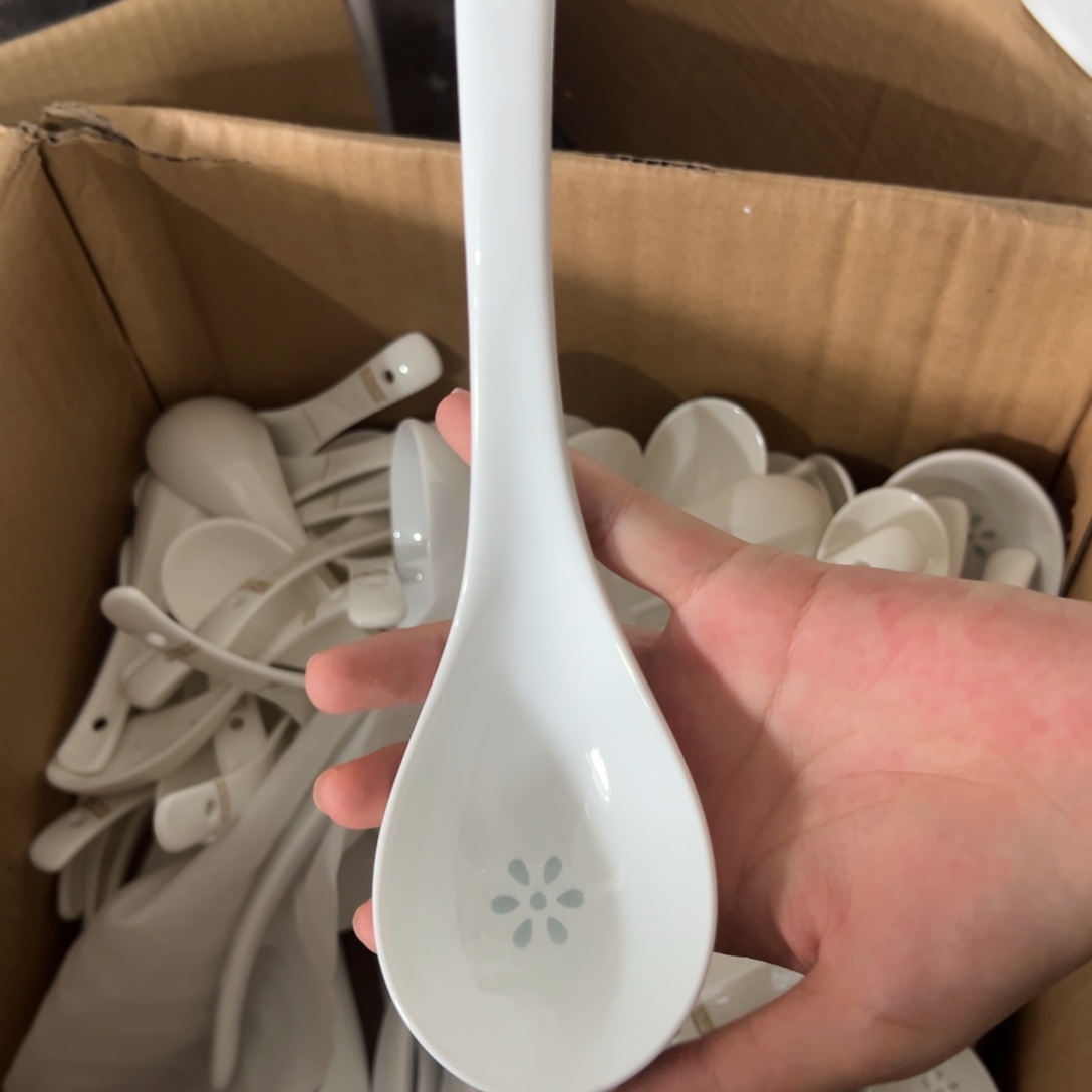 瓷白玲珑大汤勺1个