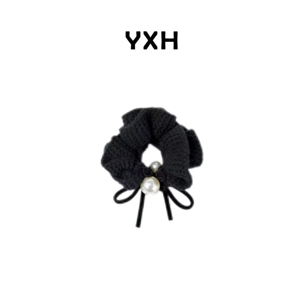 JZ【露丝珍珠蝴蝶结发圈】美利奴绵羊毛植绒千金感百搭发圈JZ77183