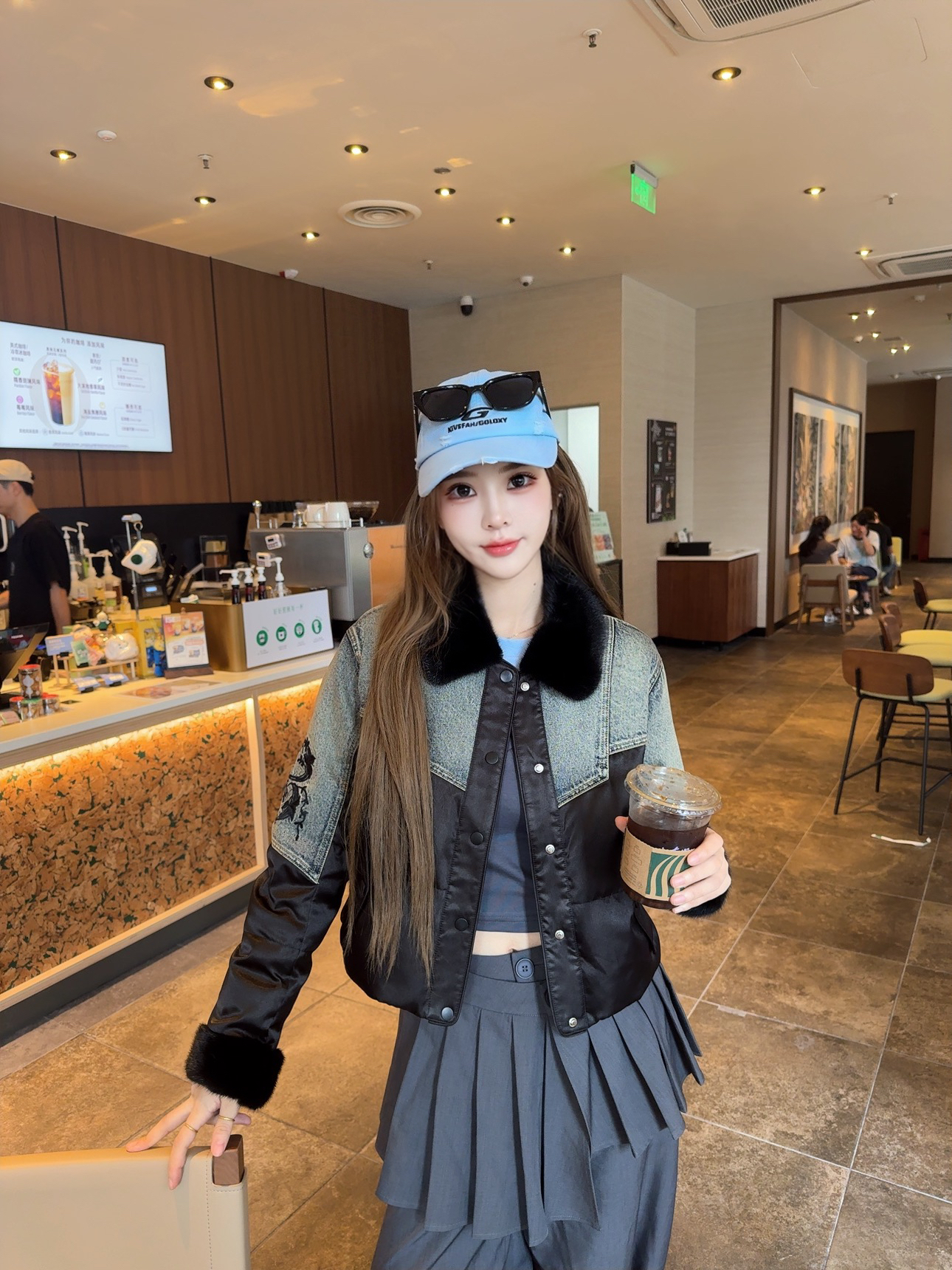拼色秋冬外套气质女装时尚水貂鹅绒服显瘦短款百搭网红