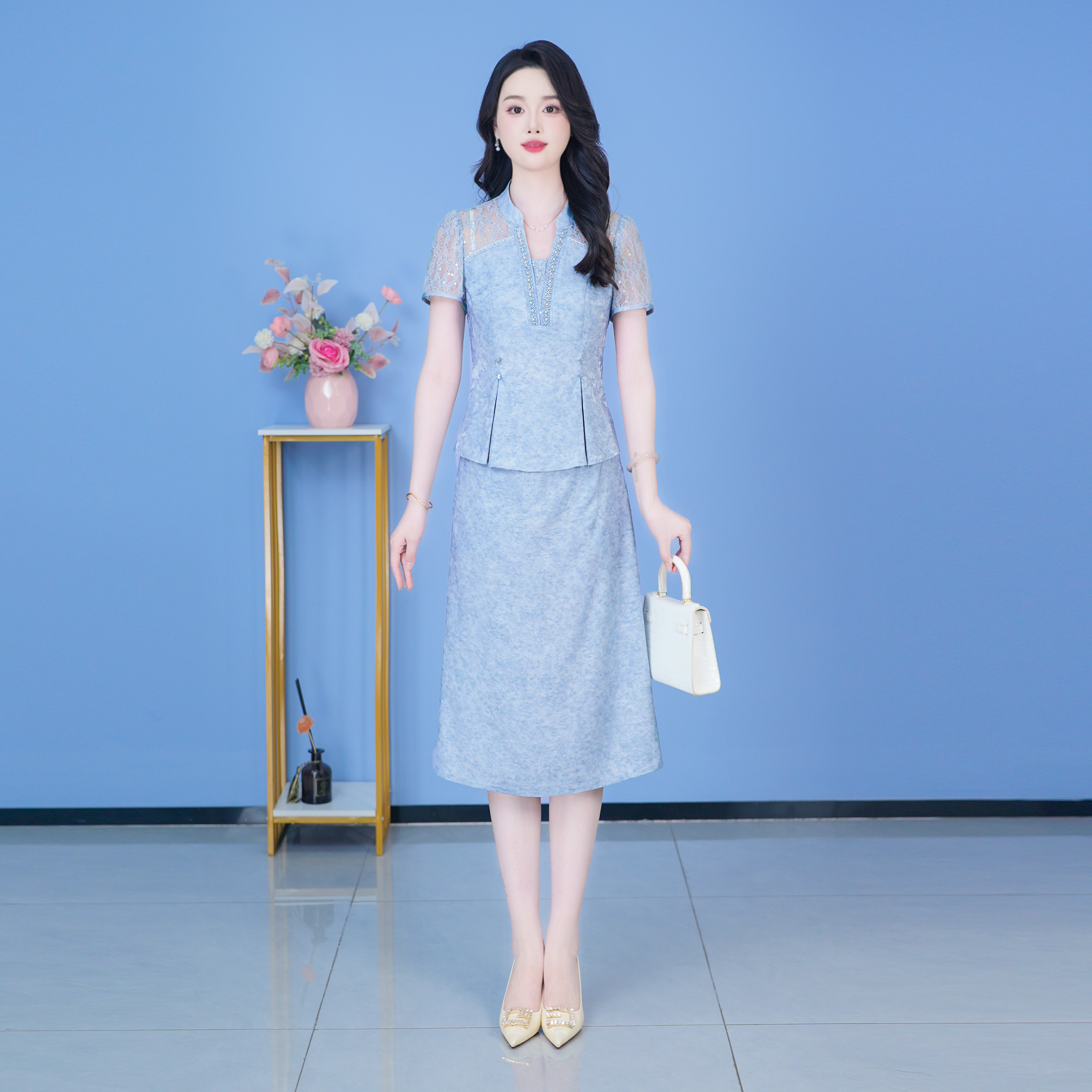 【SJYH1967】夏季新款套装裙两件套时尚优雅减龄洋气套装