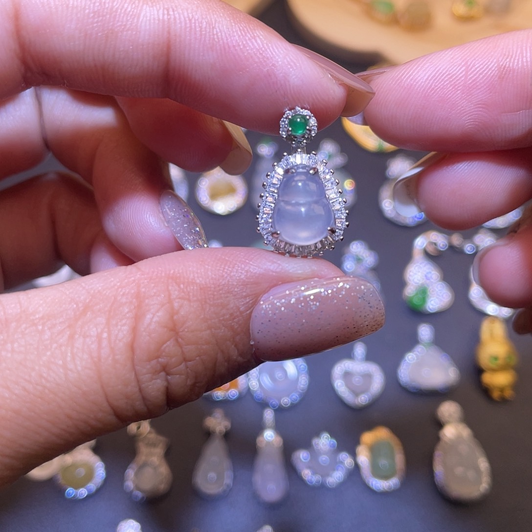 翡翠银S925镶嵌吊坠(不含链)