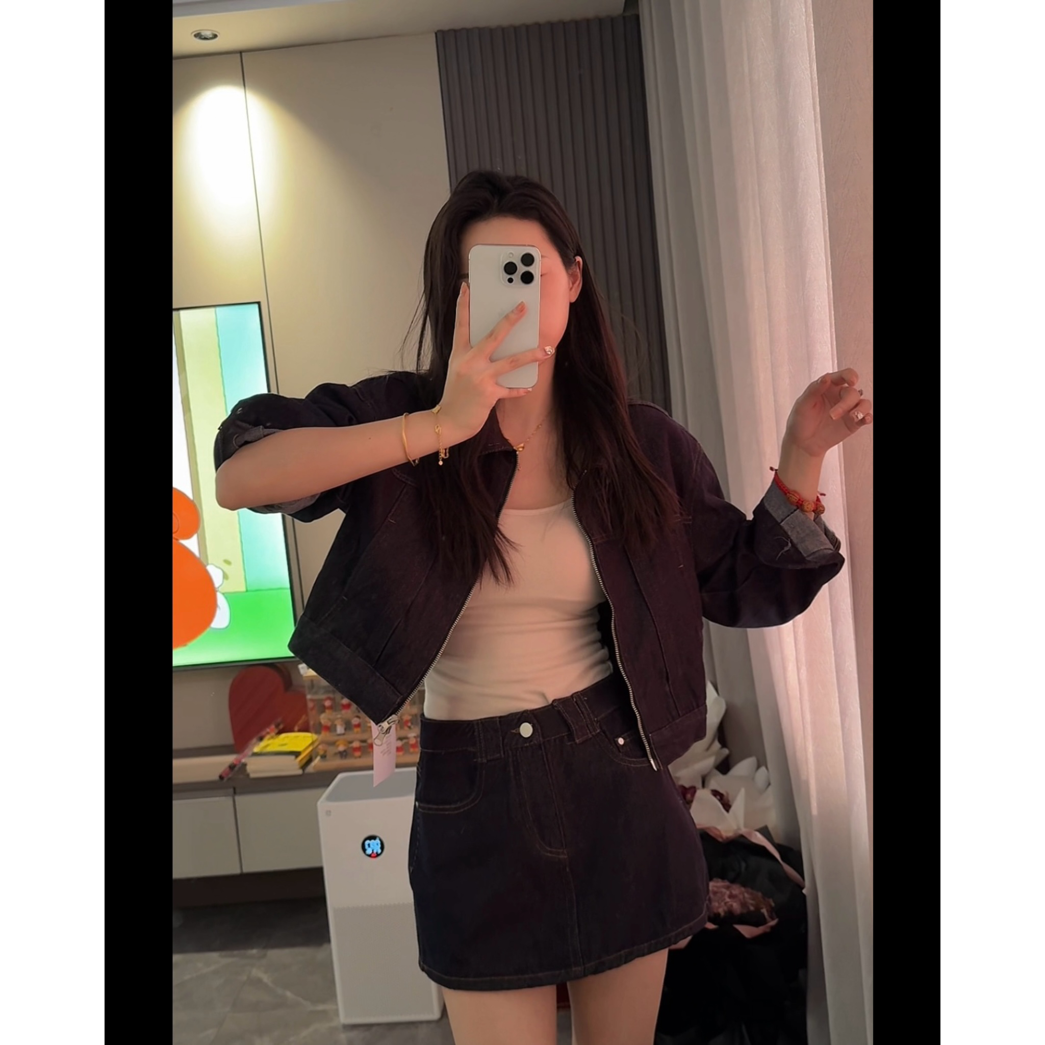 【DAMAI】宽松设计翻领牛仔套装