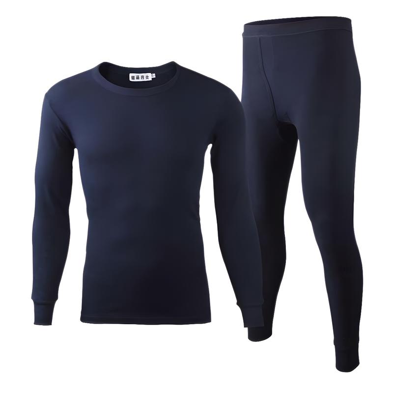 2025男士保暖内衣加绒加厚冬季修身秋衣秋裤圆领套装防寒