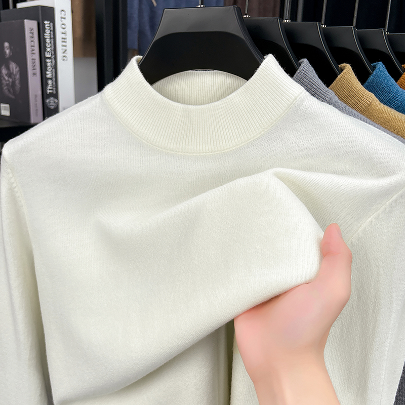 保罗 狮东尼男士修身纯色毛衣打底衫亲肤半高领长袖秋冬保暖毛衫