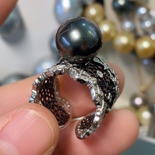 海水珍珠戒指银S925镶嵌