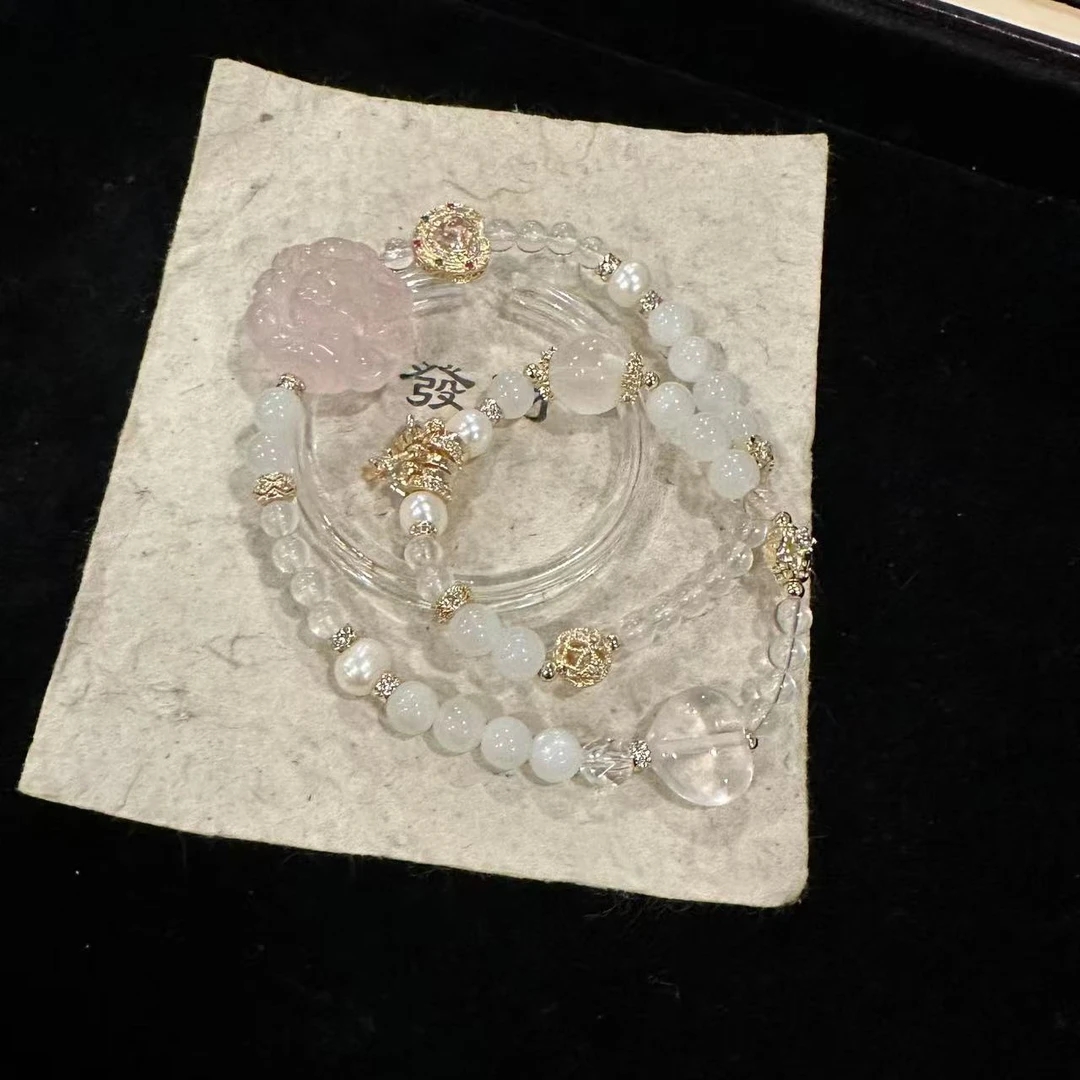 D175 6mm白月光+狐狸牌设计款双圈手串 多样性发一