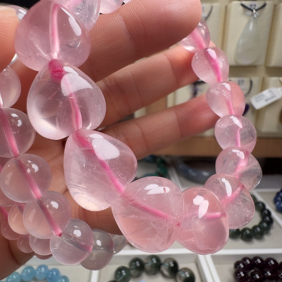 芙蓉石未镶嵌手链天然粉晶