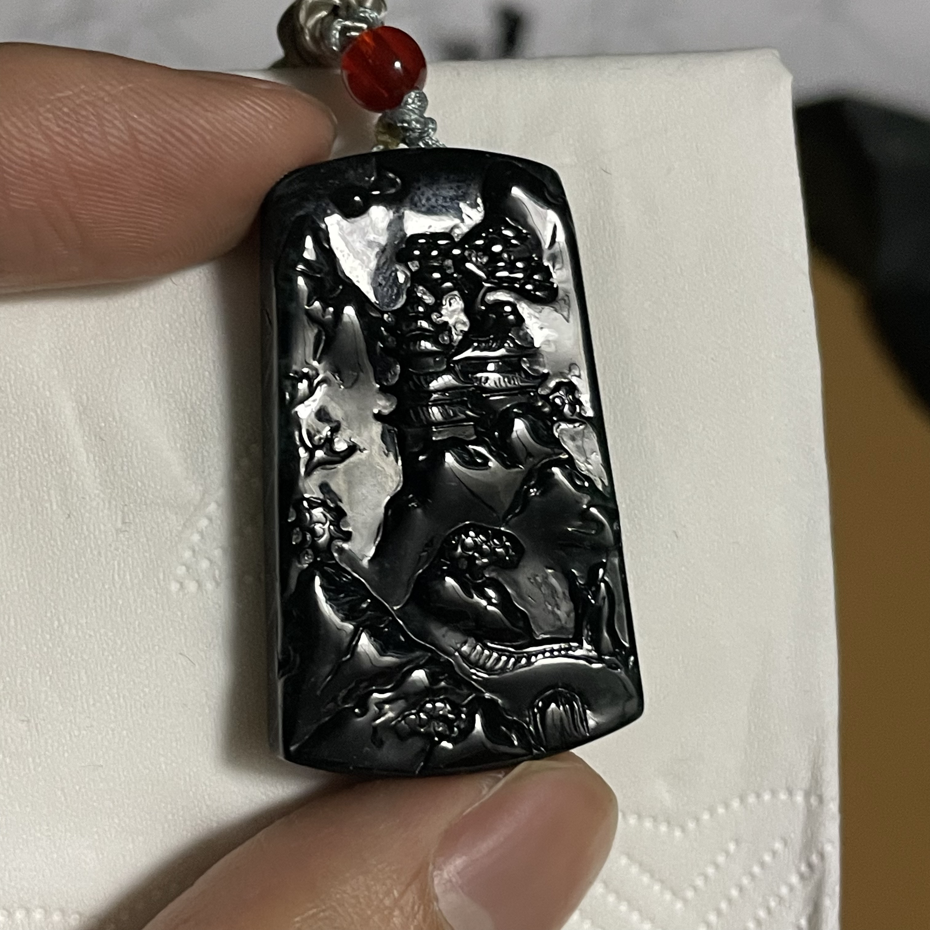 天然翡翠a货 山水牌h32