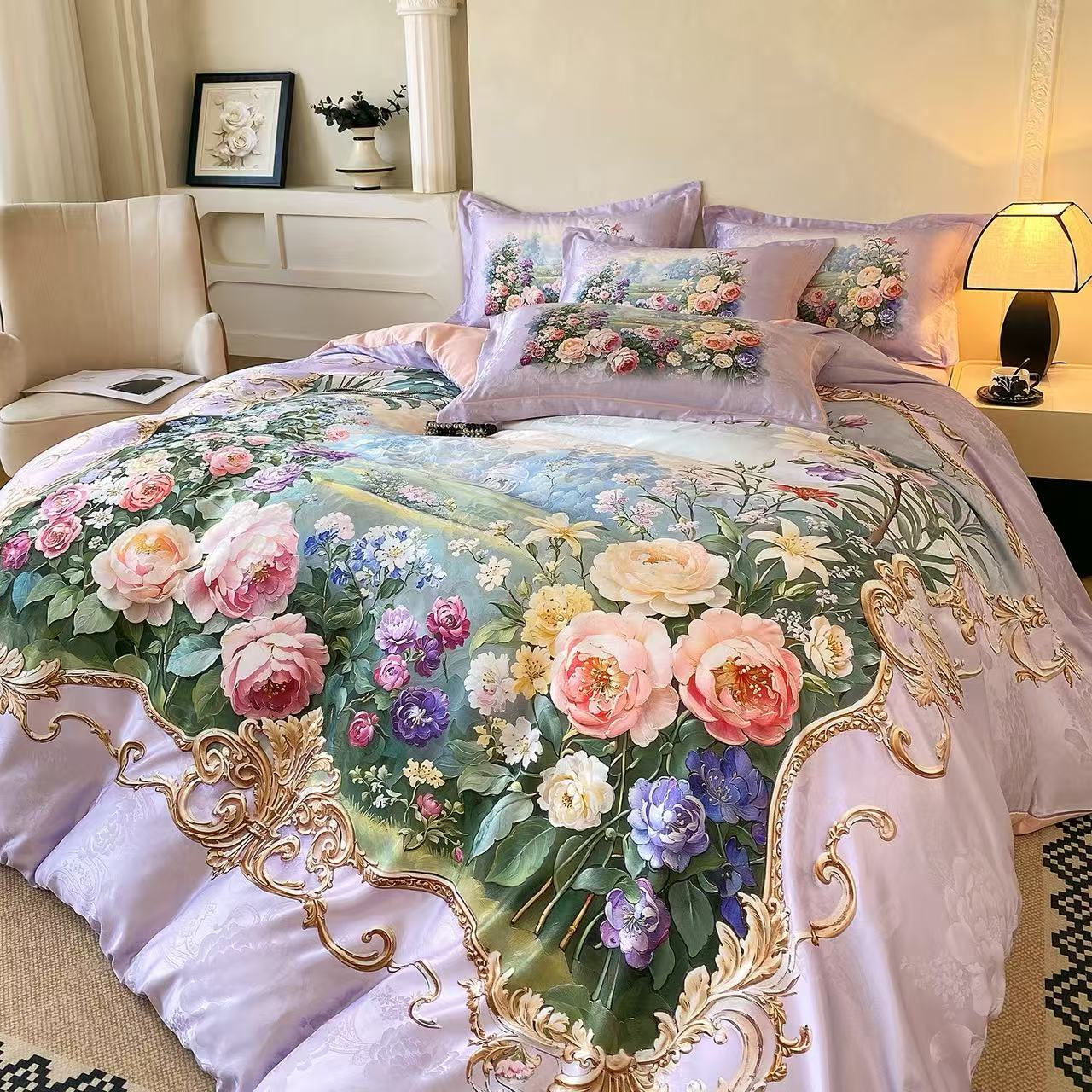 【张董心选】欧式贡缎提花工艺款家用四件套繁华如梦-LS