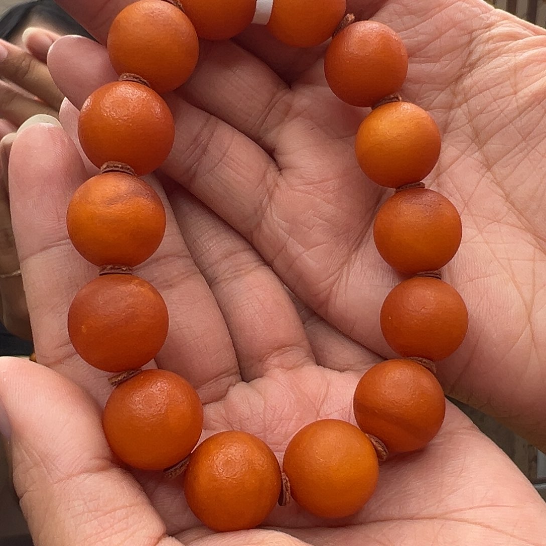 裸石琥珀未镶嵌小*壶橘皮手串16mm