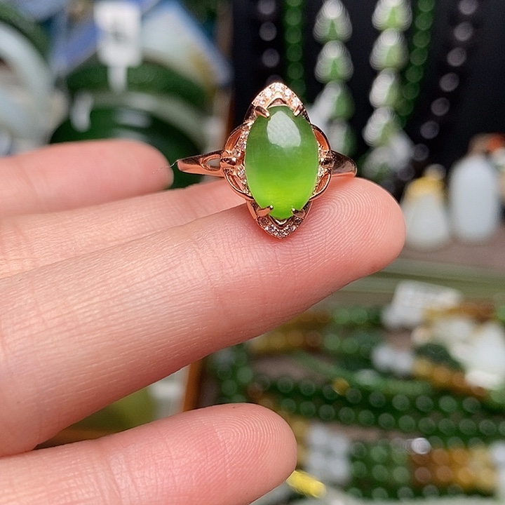 和田玉银S925镶嵌戒指