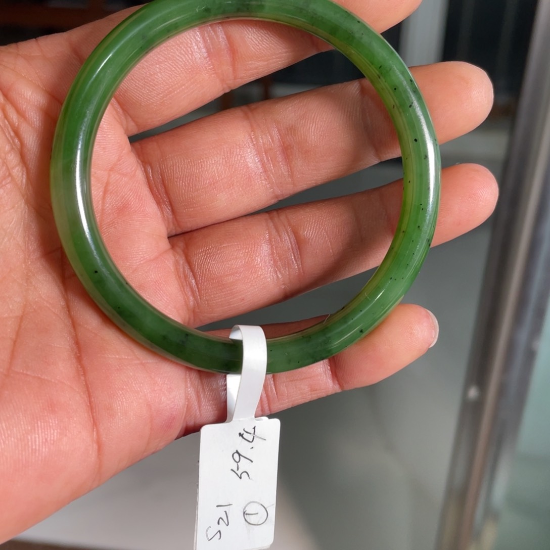 和田玉（碧玉）手镯未镶嵌波*菊