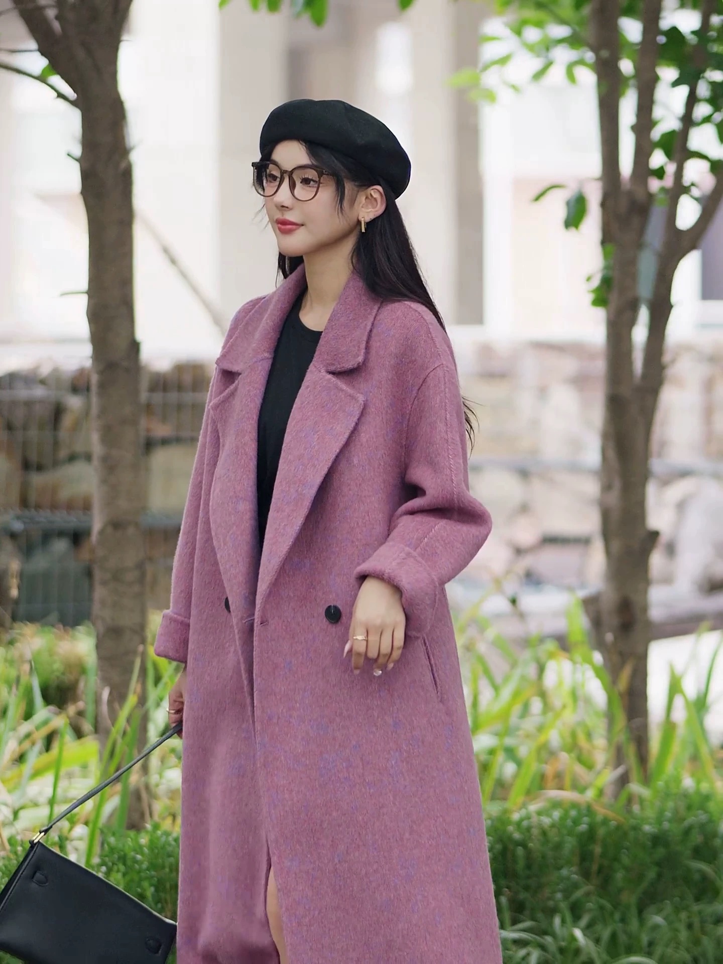 极简风宽松气质双面羊毛大衣长款2575