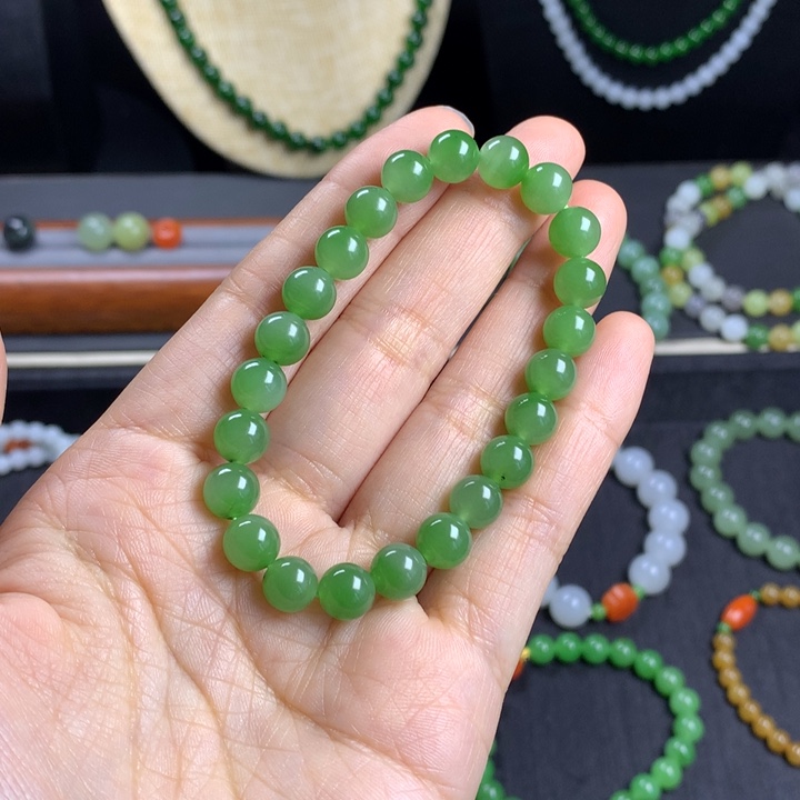 和田玉（碧玉）手链未镶嵌清*