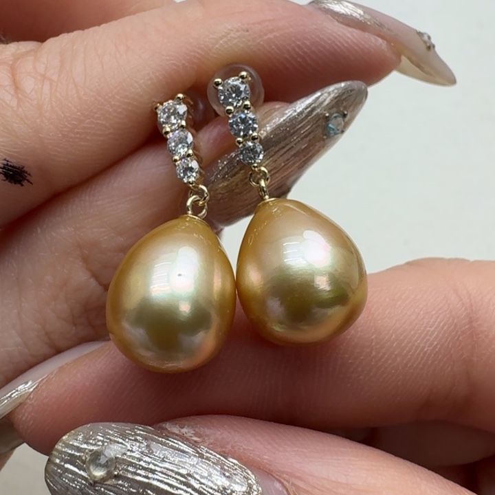 银S925镶嵌海水珍珠耳饰